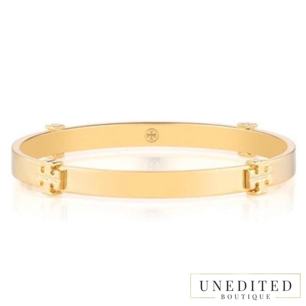 TORY BURCH Logo Gold Bangle Bracelet - Picture 3 of 4